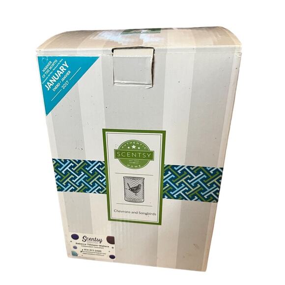 Scentsy Wax Warmer CHEVRONS and SONGBIRDS w/ Cement Base Birds Retired - Picture 6 of 7